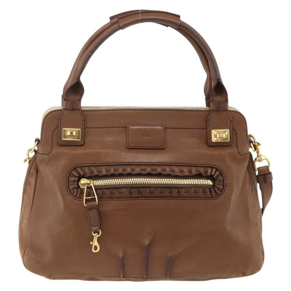 Chloe Leather Margaret Handbag Brown